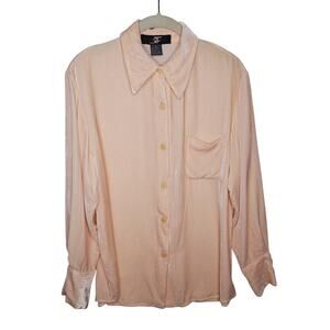 Vintage Rafaella Velvet Button Down Top Small Blush Fairy Silk Rayon Holiday